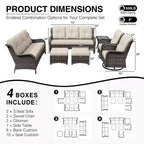 UPTIOT Salon de Jardin Extérieur Double Premium avec Fauteuils Pivotants et Ottomans Convertibles