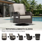 UPTIOT Salon de Jardin Extérieur Double Premium avec Fauteuils Pivotants et Ottomans Convertibles