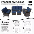 UPTIOT Salon de Jardin Extérieur Double Premium avec Fauteuils Pivotants et Ottomans Convertibles