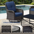 UPTIOT Salon de Jardin Extérieur Double Premium avec Fauteuils Pivotants et Ottomans Convertibles