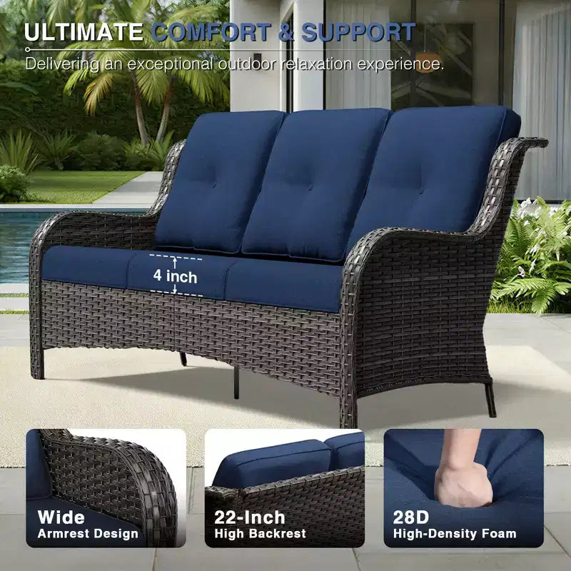 UPTIOT Salon de Jardin Extérieur Double Premium avec Fauteuils Pivotants et Ottomans Convertibles