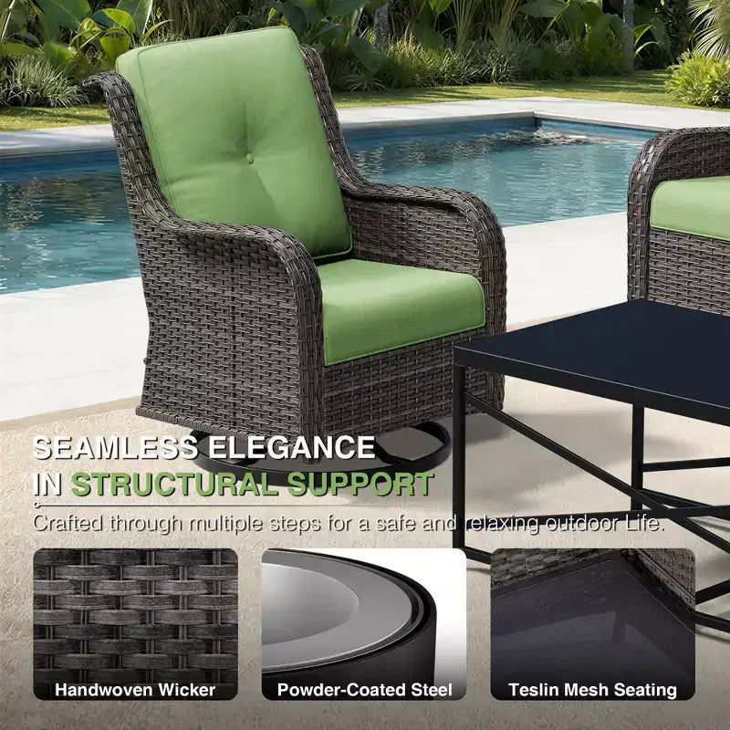 UPTIOT Salon de Jardin Extérieur Double Premium avec Fauteuils Pivotants et Ottomans Convertibles