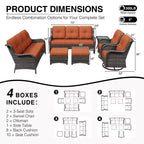 UPTIOT Salon de Jardin Extérieur Double Premium avec Fauteuils Pivotants et Ottomans Convertibles