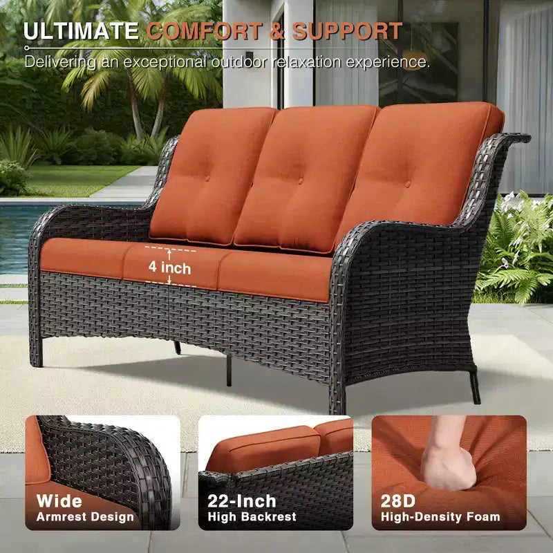 UPTIOT Salon de Jardin Extérieur Double Premium avec Fauteuils Pivotants et Ottomans Convertibles