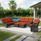 UPTIOT Salon de Jardin Extérieur Double Premium avec Fauteuils Pivotants et Ottomans Convertibles