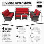 UPTIOT Salon de Jardin Extérieur Double Premium avec Fauteuils Pivotants et Ottomans Convertibles
