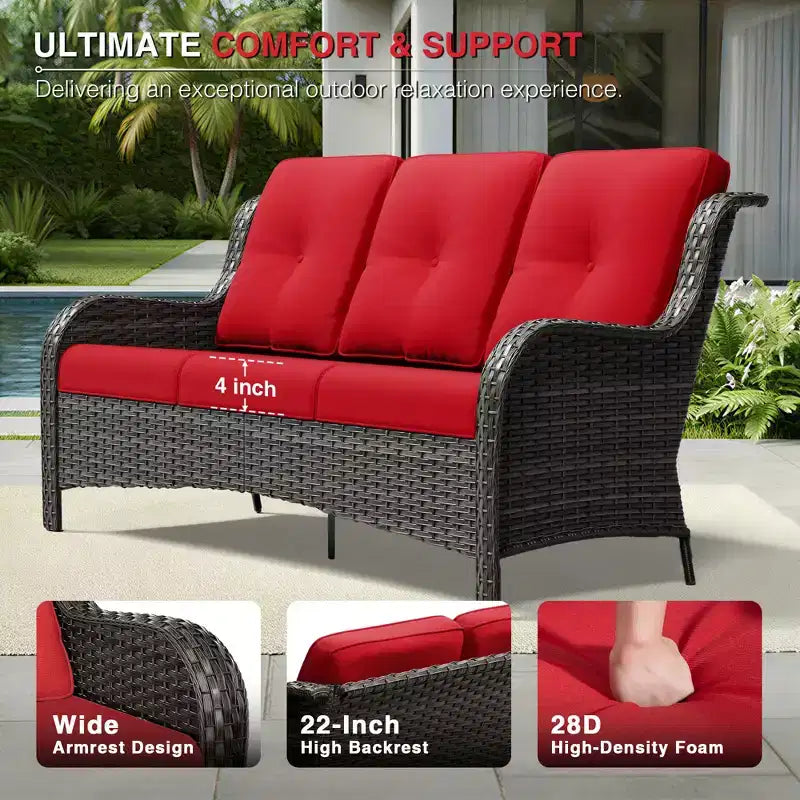UPTIOT Salon de Jardin Extérieur Double Premium avec Fauteuils Pivotants et Ottomans Convertibles