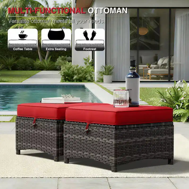 UPTIOT Salon de Jardin Extérieur Double Premium avec Fauteuils Pivotants et Ottomans Convertibles
