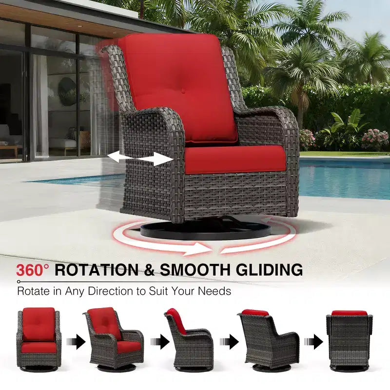 UPTIOT Salon de Jardin Extérieur Double Premium avec Fauteuils Pivotants et Ottomans Convertibles