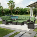 UPTIOT Salon de Jardin Extérieur Double Premium avec Fauteuils Pivotants et Ottomans Convertibles