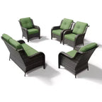 Ensemble canapé 2 places et 4 chaises en osier d'extérieur UPTIOT avec coussins tout temps