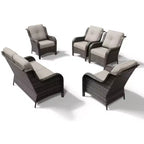 Ensemble canapé 2 places et 4 chaises en osier d'extérieur UPTIOT avec coussins tout temps