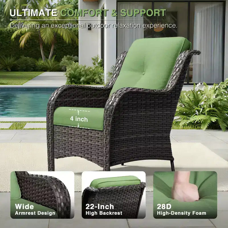 Ensemble canapé 2 places et 4 chaises en osier d'extérieur UPTIOT avec coussins tout temps