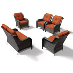 Ensemble canapé 2 places et 4 chaises en osier d'extérieur UPTIOT avec coussins tout temps