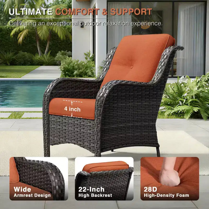 Ensemble canapé 2 places et 4 chaises en osier d'extérieur UPTIOT avec coussins tout temps
