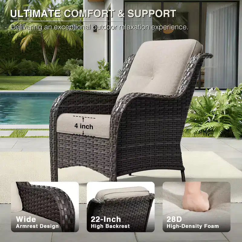 Ensemble canapé 2 places et 4 chaises en osier d'extérieur UPTIOT avec coussins tout temps