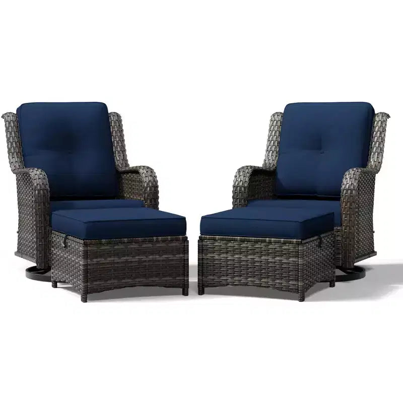 Ensemble de chaises pivotantes et repose-pieds d'extérieur UPTIOT : 2 chaises pivotantes + 2 repose-pieds multifonctionnels
