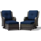 Ensemble de chaises pivotantes et repose-pieds d'extérieur UPTIOT : 2 chaises pivotantes + 2 repose-pieds multifonctionnels
