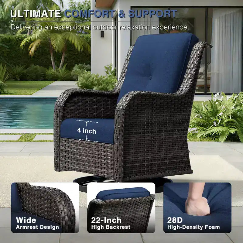 Ensemble de chaises pivotantes et repose-pieds d'extérieur UPTIOT : 2 chaises pivotantes + 2 repose-pieds multifonctionnels