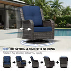 Ensemble de chaises pivotantes et repose-pieds d'extérieur UPTIOT : 2 chaises pivotantes + 2 repose-pieds multifonctionnels