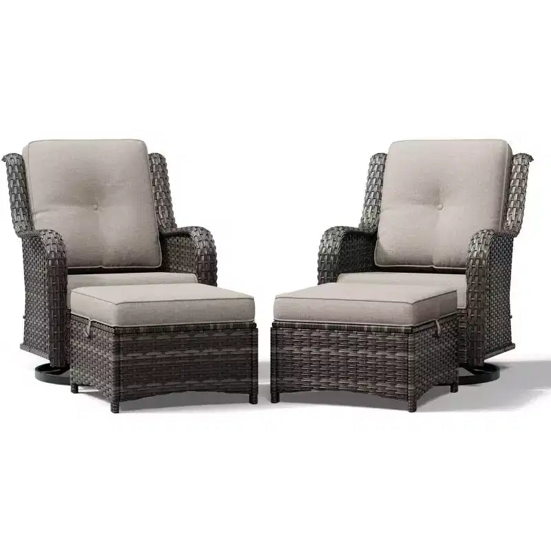 Ensemble de chaises pivotantes et repose-pieds d'extérieur UPTIOT : 2 chaises pivotantes + 2 repose-pieds multifonctionnels