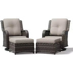 Ensemble de chaises pivotantes et repose-pieds d'extérieur UPTIOT : 2 chaises pivotantes + 2 repose-pieds multifonctionnels