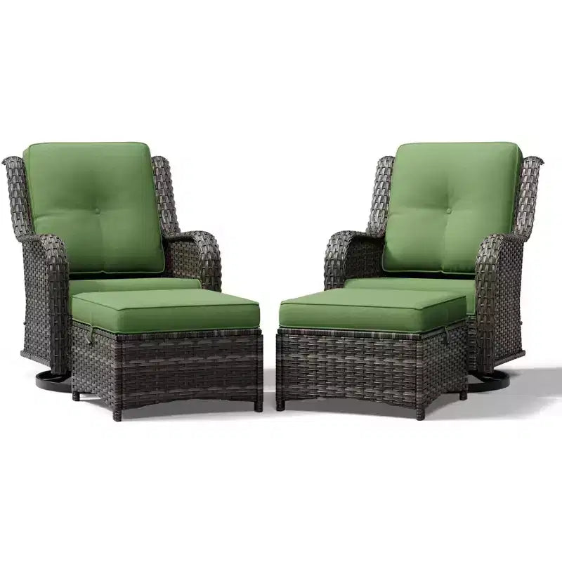 Ensemble de chaises pivotantes et repose-pieds d'extérieur UPTIOT : 2 chaises pivotantes + 2 repose-pieds multifonctionnels