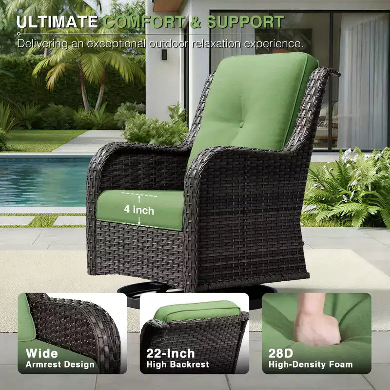 Ensemble de chaises pivotantes et repose-pieds d'extérieur UPTIOT : 2 chaises pivotantes + 2 repose-pieds multifonctionnels