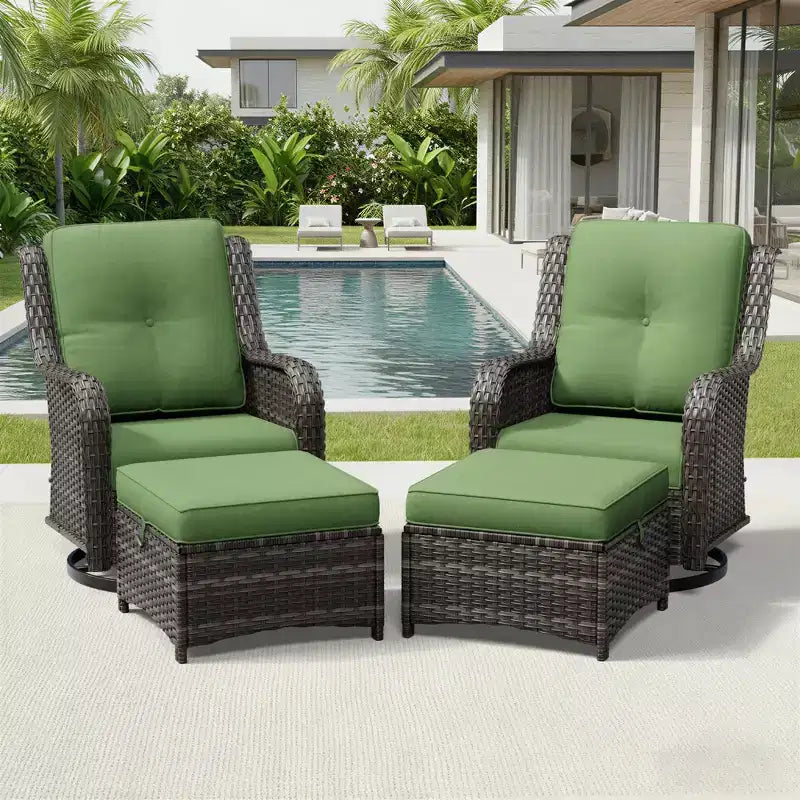 Ensemble de chaises pivotantes et repose-pieds d'extérieur UPTIOT : 2 chaises pivotantes + 2 repose-pieds multifonctionnels