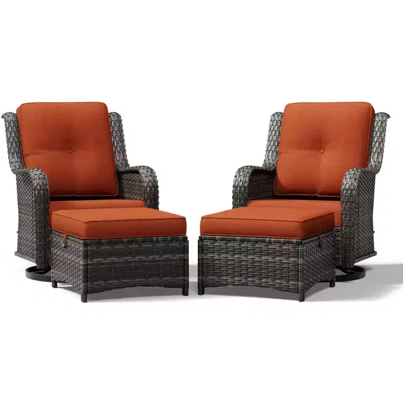 Ensemble de chaises pivotantes et repose-pieds d'extérieur UPTIOT : 2 chaises pivotantes + 2 repose-pieds multifonctionnels