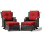 Ensemble de chaises pivotantes et repose-pieds d'extérieur UPTIOT : 2 chaises pivotantes + 2 repose-pieds multifonctionnels