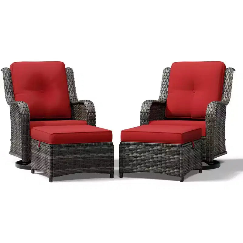 Ensemble de chaises pivotantes et repose-pieds d'extérieur UPTIOT : 2 chaises pivotantes + 2 repose-pieds multifonctionnels