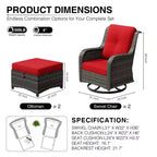 Ensemble de chaises pivotantes et repose-pieds d'extérieur UPTIOT : 2 chaises pivotantes + 2 repose-pieds multifonctionnels