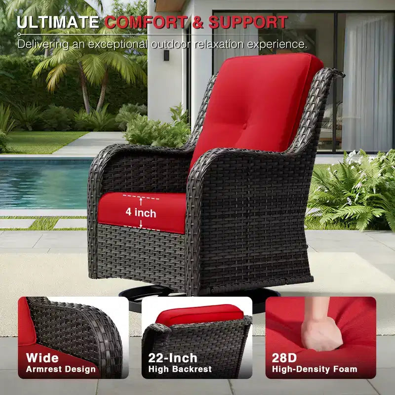 Ensemble de chaises pivotantes et repose-pieds d'extérieur UPTIOT : 2 chaises pivotantes + 2 repose-pieds multifonctionnels