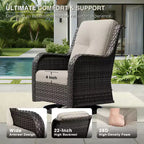 Ensemble de chaises pivotantes et repose-pieds d'extérieur UPTIOT : 2 chaises pivotantes + 2 repose-pieds multifonctionnels