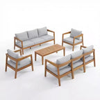 Christopher Knight Home Phichai Ensemble de 5 pièces de salon de jardin moderne en bois d'acacia avec coussins et table à lattes