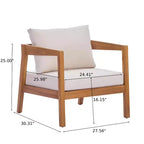 Christopher Knight Home Phichai Ensemble de 5 pièces de salon de jardin moderne en bois d'acacia avec coussins et table à lattes