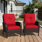 Lot de 2 fauteuils de jardin UPTIOT, en tissu résistant à l'eau et aux UV, design en osier tressé à la main