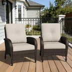 Lot de 2 fauteuils de jardin UPTIOT, en tissu résistant à l'eau et aux UV, design en osier tressé à la main
