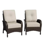 Lot de 2 fauteuils de jardin UPTIOT, en tissu résistant à l'eau et aux UV, design en osier tressé à la main