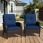 Lot de 2 fauteuils de jardin UPTIOT, en tissu résistant à l'eau et aux UV, design en osier tressé à la main