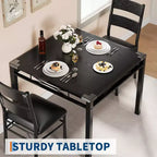 Ensemble table à manger avec chaises rembourrées, mobilier de cuisine compact et peu encombrant avec protections d'angle pour appartement, noir, 2+1