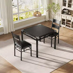 Ensemble table à manger avec chaises rembourrées, mobilier de cuisine compact et peu encombrant avec protections d'angle pour appartement, noir, 2+1