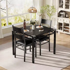 Ensemble table à manger avec chaises rembourrées, mobilier de cuisine compact et peu encombrant avec protections d'angle pour appartement, noir, 2+1