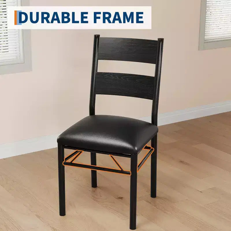 Ensemble table à manger avec chaises rembourrées, mobilier de cuisine compact et peu encombrant avec protections d'angle pour appartement, noir, 2+1