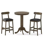 Costway Ensemble de Table de Bar 3 Pièces en Bois avec Base Colonne, 2 Tabourets sans Accoudoirs, Siège Rembourré, Dossier