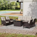 UPTIOT Outdoor Fire Pit Lounge Set with 4 Chairs, Sofa & Weatherproof Design for Ultimate Patio Entertaining