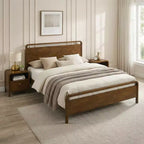 Ensemble de chambre à coucher en bois Eldren de Roundhill Furniture, lit plateforme avec deux tables de chevet, finition noyer