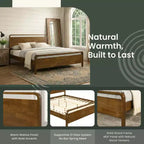 Ensemble de chambre à coucher en bois Eldren de Roundhill Furniture, lit plateforme avec deux tables de chevet, finition noyer