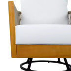 Christopher Knight Home Rahul, ensemble de 3 chaises de patio pivotantes modernes en acacia avec design en corde et table de bistrot